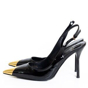 Jeffrey Campbell Riddler Patent Leather Pump Black Patent & Gold Size 9